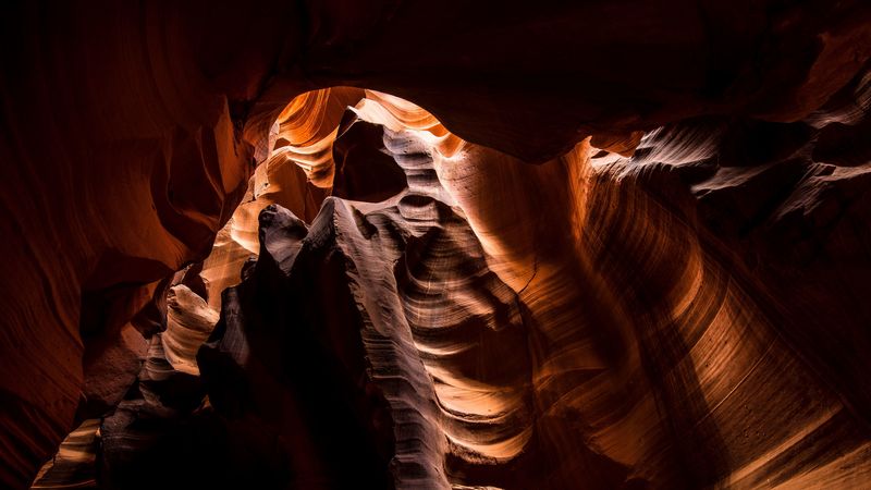 canyon, cave, layers, dark, surface, 4k