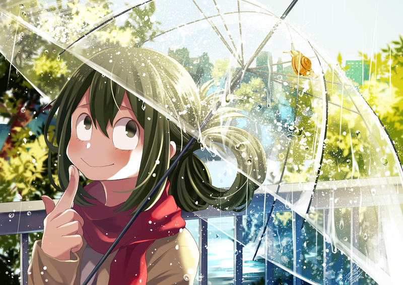 Boku no Hero Academia, umbrella, animals, Tsuyu Asui