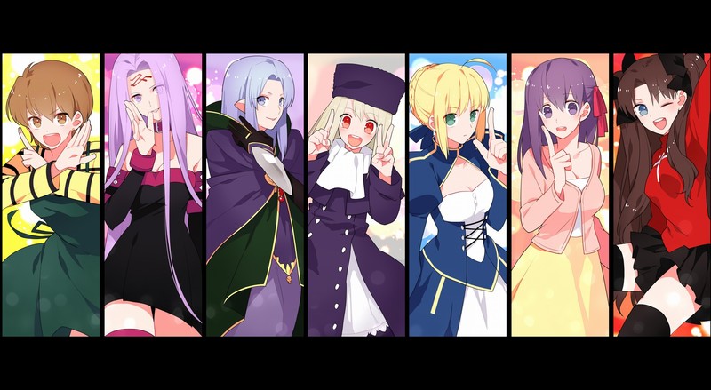 Fate Series, Fate/Stay Night, anime girls, Matou Sakura, Caster (Fate/Stay Night), Fujimura Taiga, Rider (Fate/Stay Night), Saber, Tohsaka Rin, Illyasviel von Einzbern