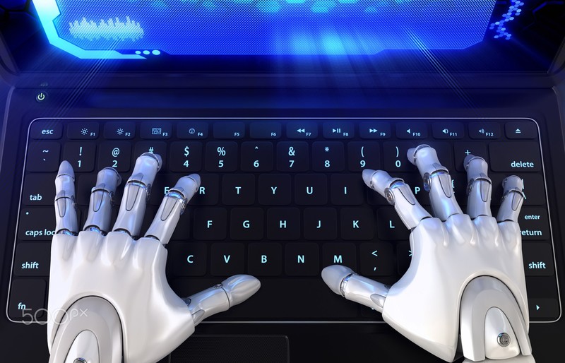 500px, digital art, Tatiana Shepeleva, robot, keyboards