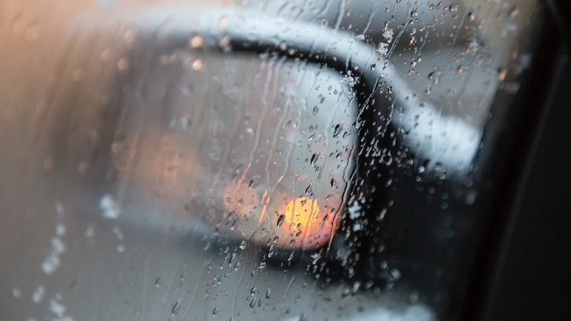 car, mirror, rain, water