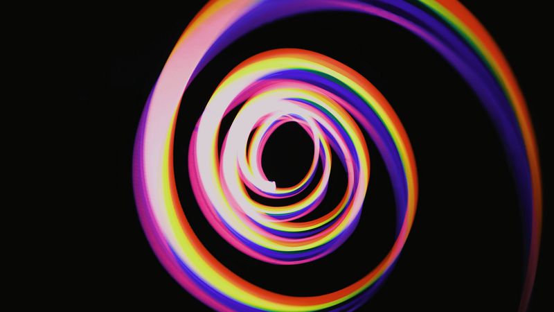 spiral, colorful, rainbow, light, long exposure, movement, 4k