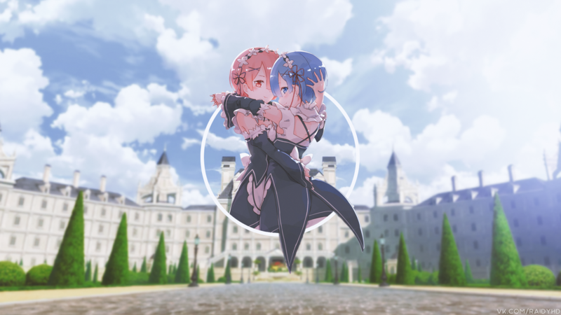 Re:Zero Kara Hajimeru Isekai Seikatsu, Rem (Re: Zero), Ram (Re: Zero), anime, anime girls, picture-in-picture