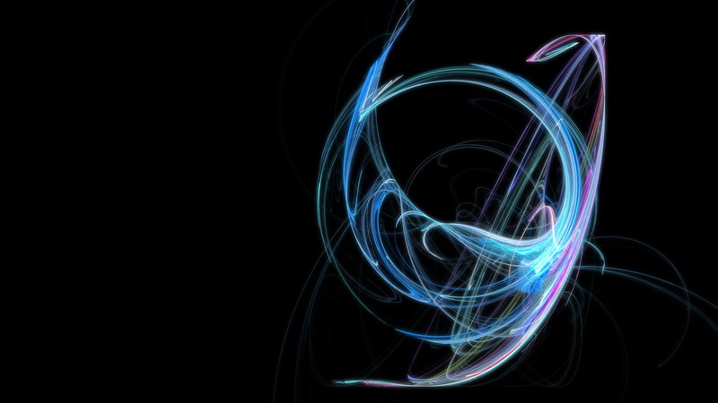 abstract, Apophysis, digital art, black background, cyan