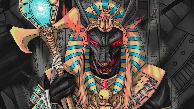 wolf, pharaoh, art, ancient egypt, 4k