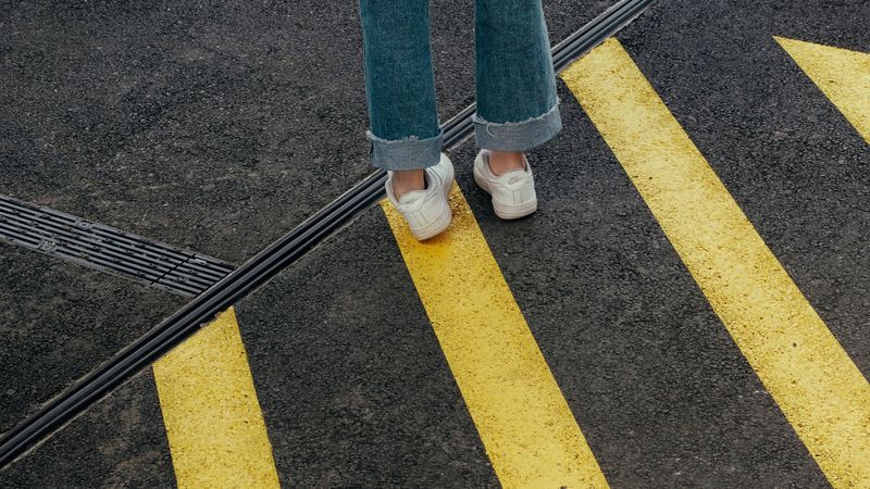 legs, marking, yellow, asphalt, 4k