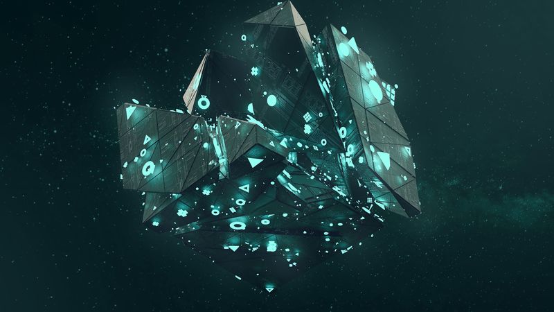 shape, neon, shapes, symbols, glow, polyhedron, 3d, 4k