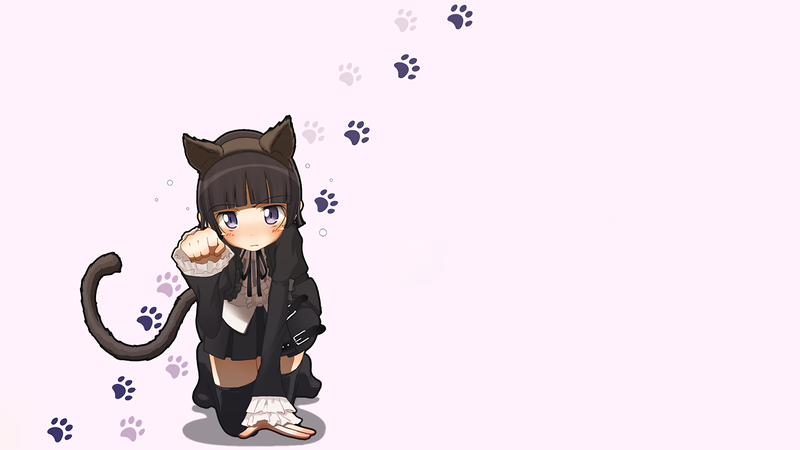 simple background, anime girls, cat girl, cat ears