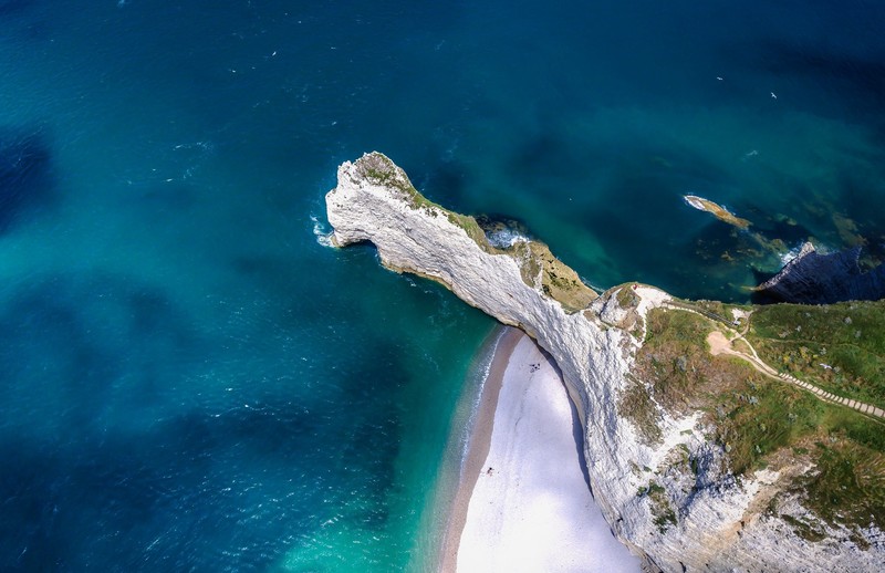 landscape, coast, aerial view, water, cliff, sea