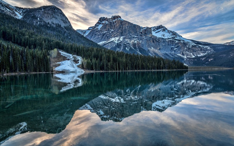 landscape, lake, trees, mountains, nature