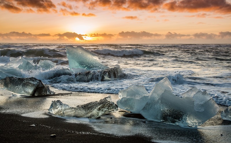 lake, field, insect, landscape, sunset, iceberg