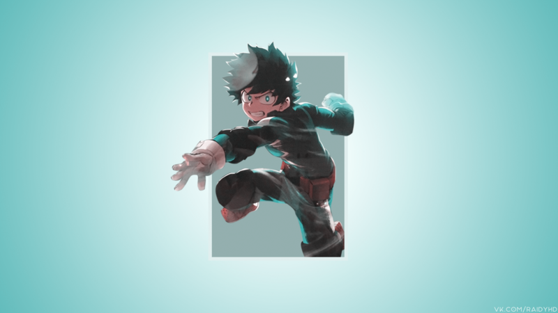 anime, minimalism, Izuku Midoriya, Boku no Hero Academia, cyan, cyan background