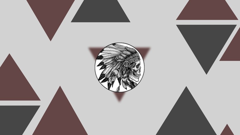 skull, chief, triangle, red, grey, digital art