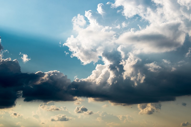 sky, clouds, sky blue, birds, nature, blue, dark, white