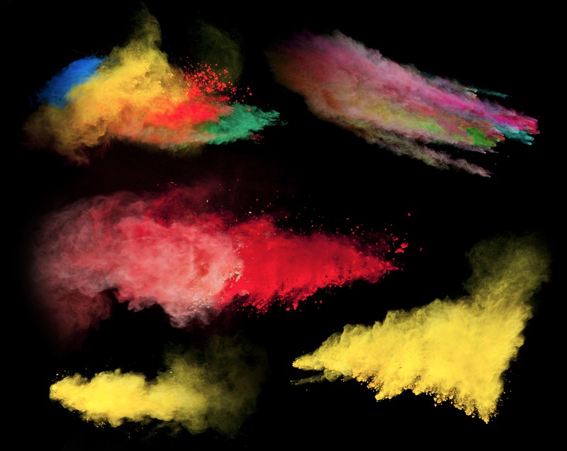 powder explosion, powder, colorful, red, yellow