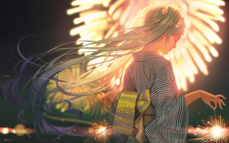 anime girls, long hair, Hatsune Miku