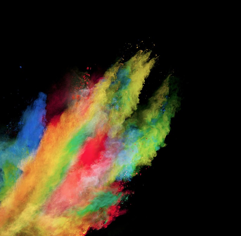 powder explosion, powder, colorful, red, yellow