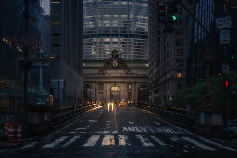 New York City, dark, cityscape, Manhattan, street, evening