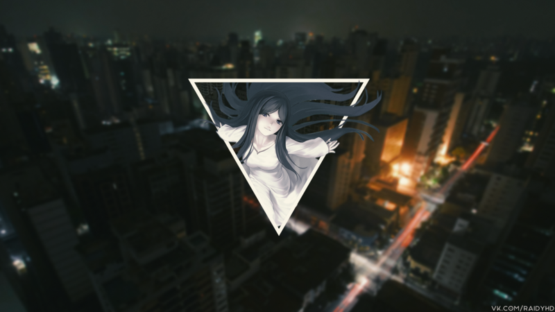 anime, anime girls, city, night, picture-in-picture