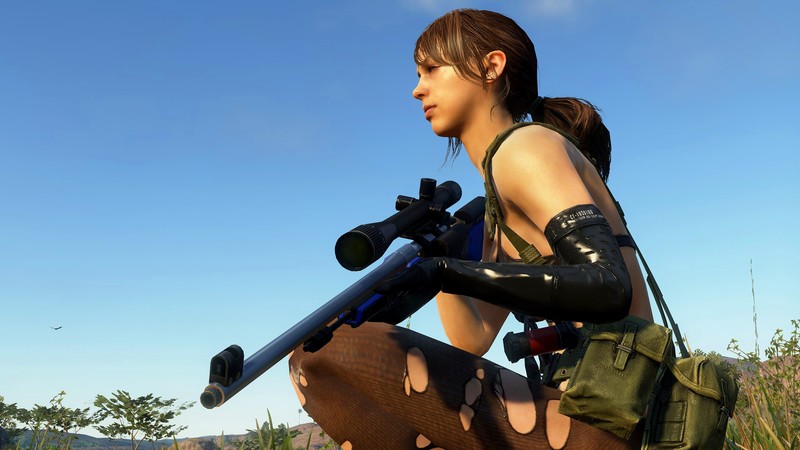Metal Gear Solid V: The Phantom Pain, Quiet, screen shot, low-angle