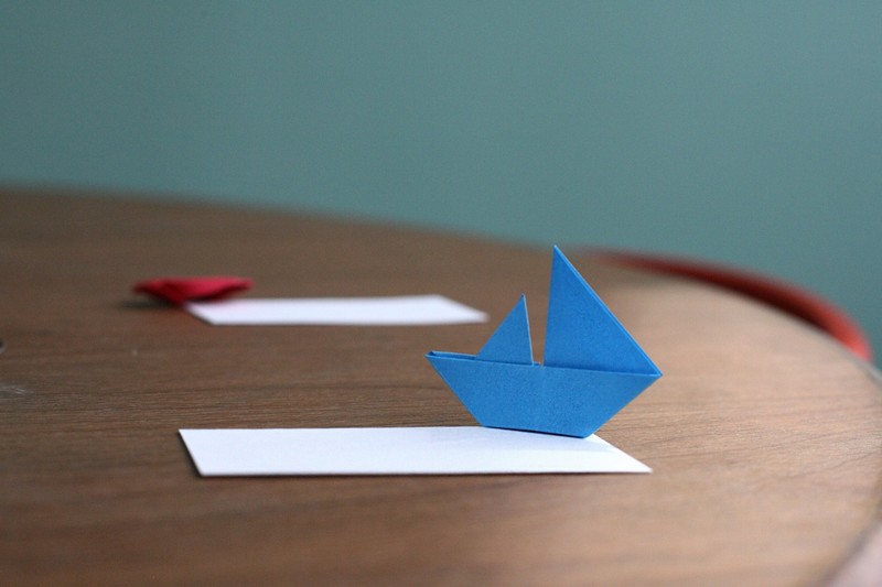 origami, paper, minimalism, sailing ship, macro, table, depth of field, ship