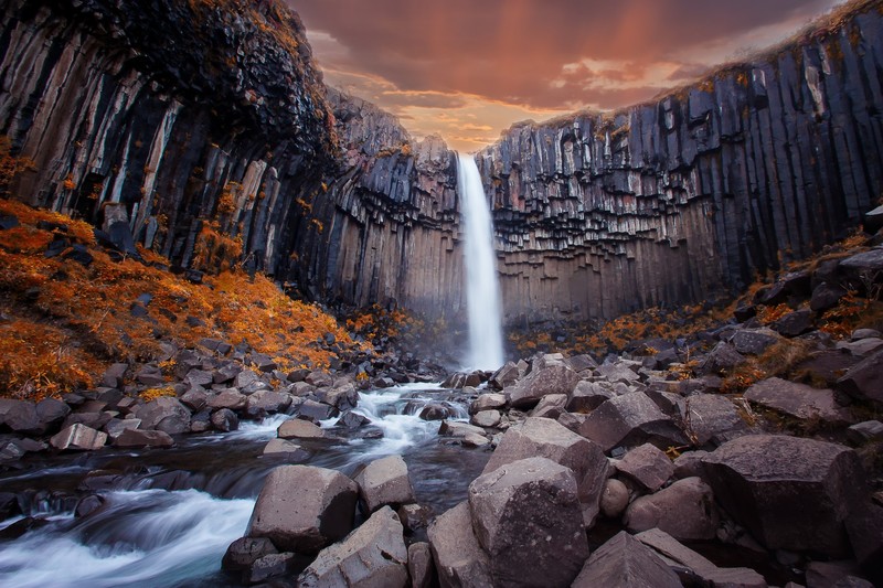 nature, rock, stones, landscape, water, waterfall