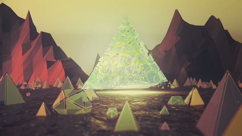 Cinema 4D, render, abstract, landscape, Photoshop, pyramid