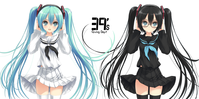anime, anime girls, dark hair, blue hair, miniskirt, numbers, Hatsune Miku