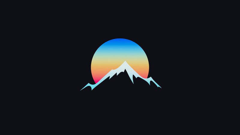 mountain, moon, art, vector, minimalism, gradient, 4k