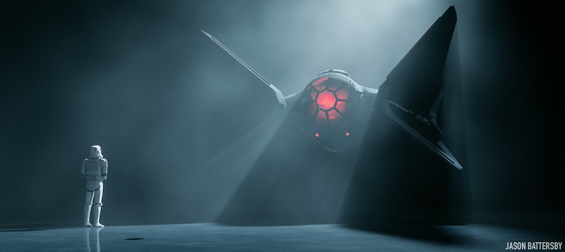 digital art, concept art, Star Wars, TIE Fighter, stormtrooper, Jason Battersby