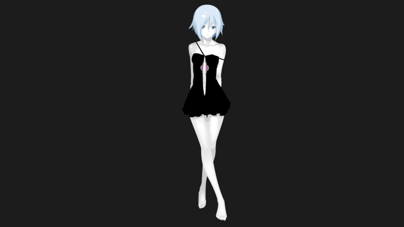 anime, anime girls, black background, standing, barefoot