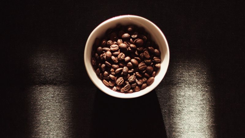 mug, coffee beans, coffee, dark, 4k