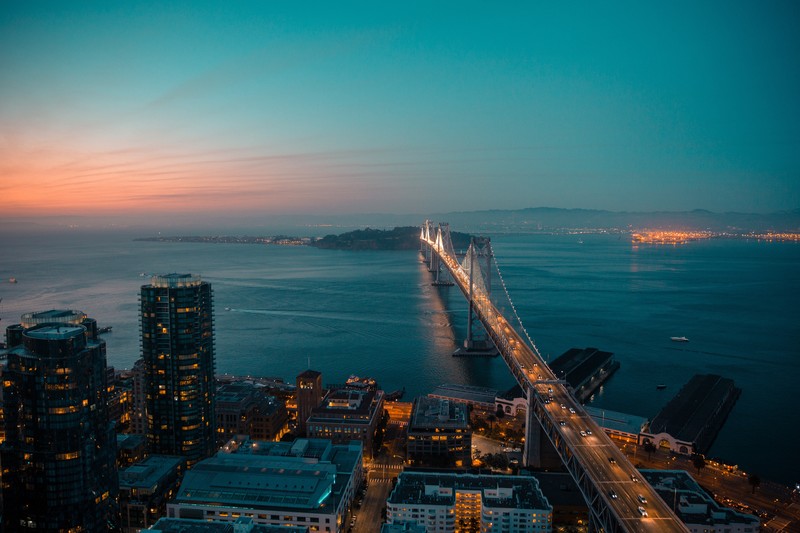city, lights, road, bridge, Canada