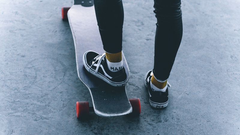 skate, skateboard, legs, sneakers, ride, 4k