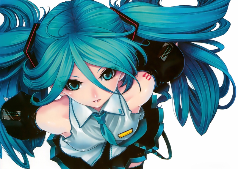 Hatsune Miku, Vocaloid, anime girls, blue hair, tie, anime, cyan hair
