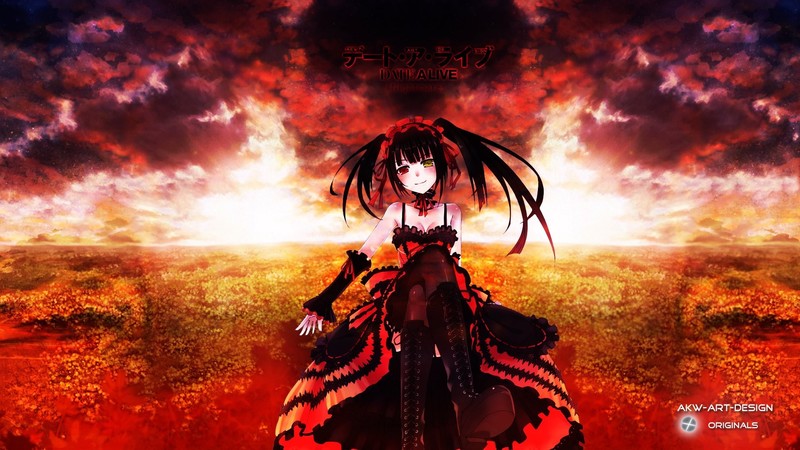 Tokisaki Kurumi, Date A Live, sunset, smiling