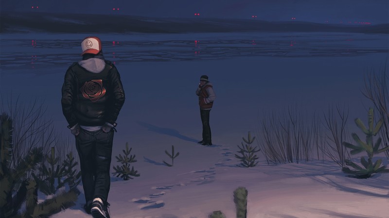digital art, Simon Stålenhag, snow, cold
