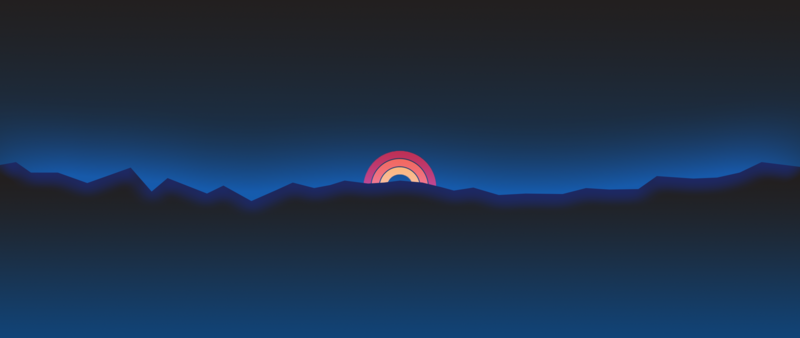minimalism, Retro style, neon, sunset, Com Truise, mountains, landscape, ultra-wide