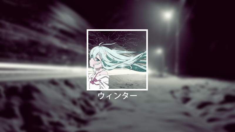 anime girls, picture-in-picture, winter