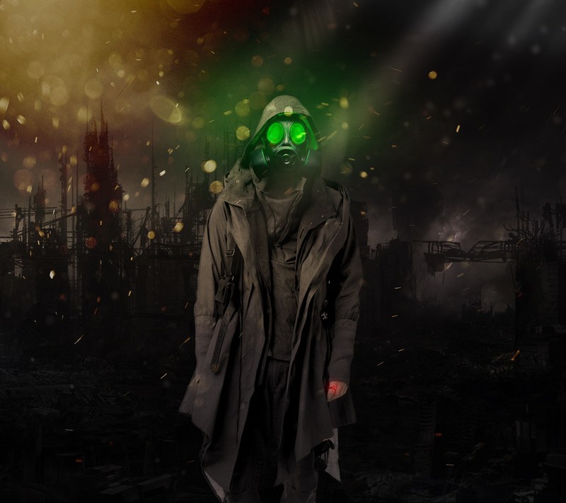 apocalyptic, gas masks, futuristic, dark
