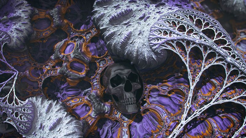 skull, 3d, abstraction, relief, surface, structure, 4k