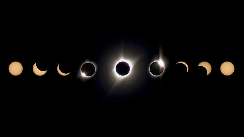 eclipse, space, Moon, sun rays, Sun