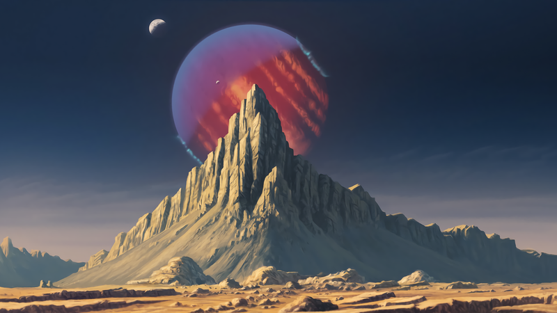 digital art, mountains, planet