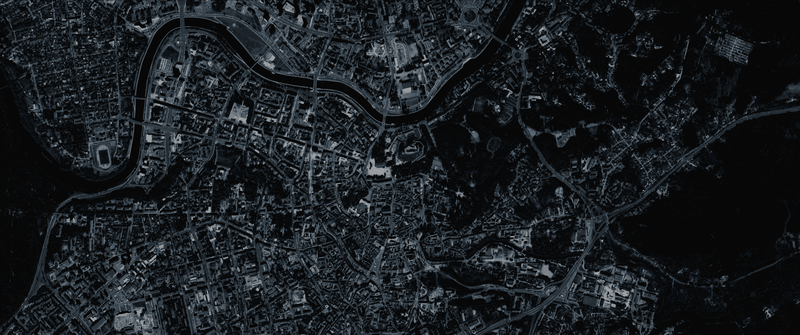 dark, city, Vilnius, aerial view, Lithuania, black, satellite photo