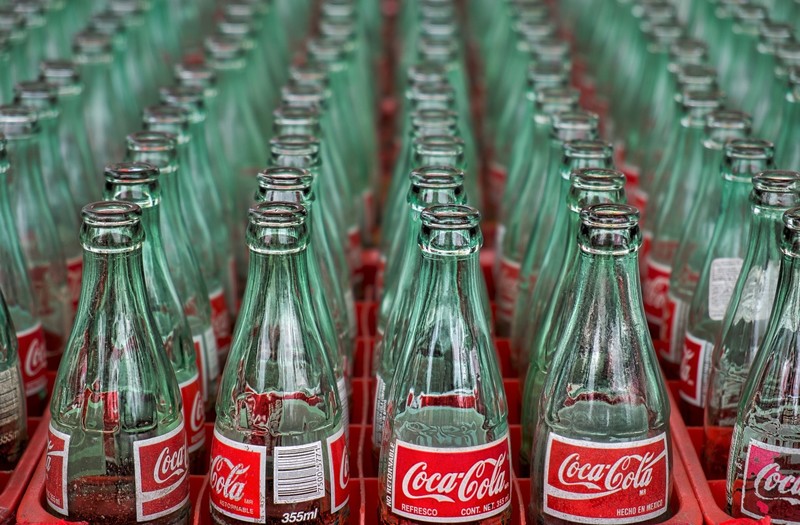 bottles, Coca-Cola, logo, red