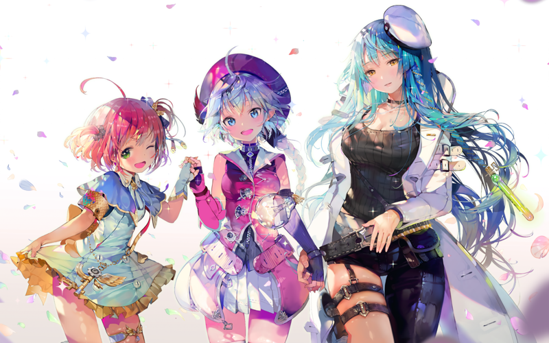 anime, anime girls, white background, original characters, loli