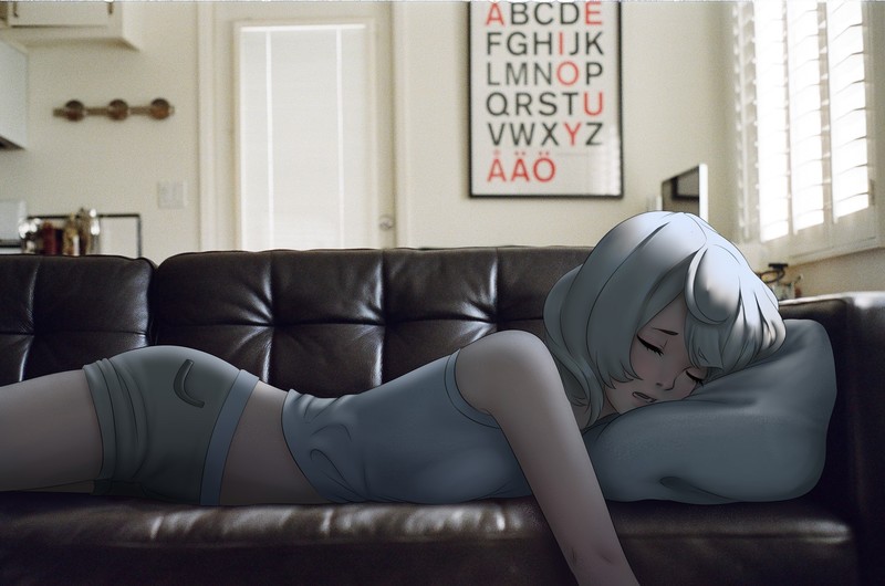 anime girls, sleeping, room