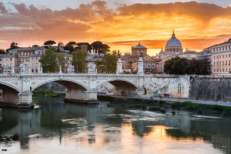 river, sky, cityscape, Italy, Rome