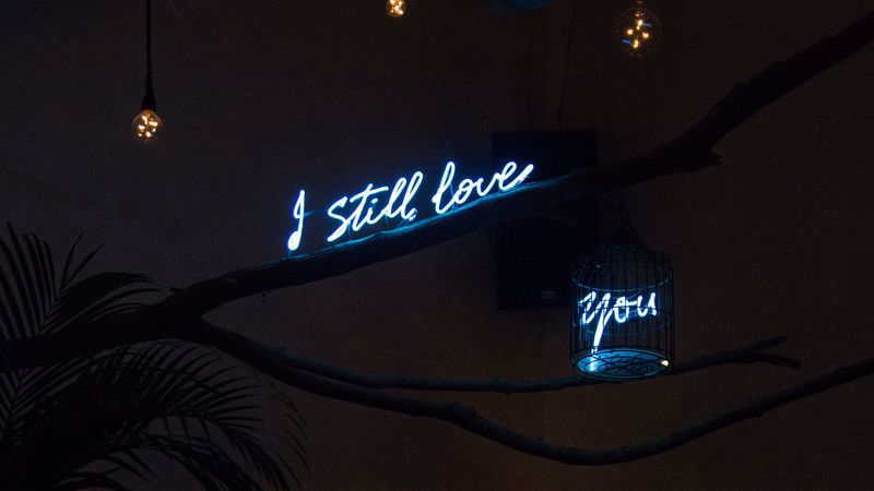 words, love, neon, glow, dark, 4k