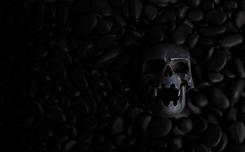 dark, skull, stones, black, metal